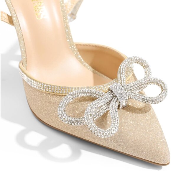 Dream Pairs Womens Gold Polyurethane Pump With Closure Buckle Hand Wash Only - Picture 5 of 8